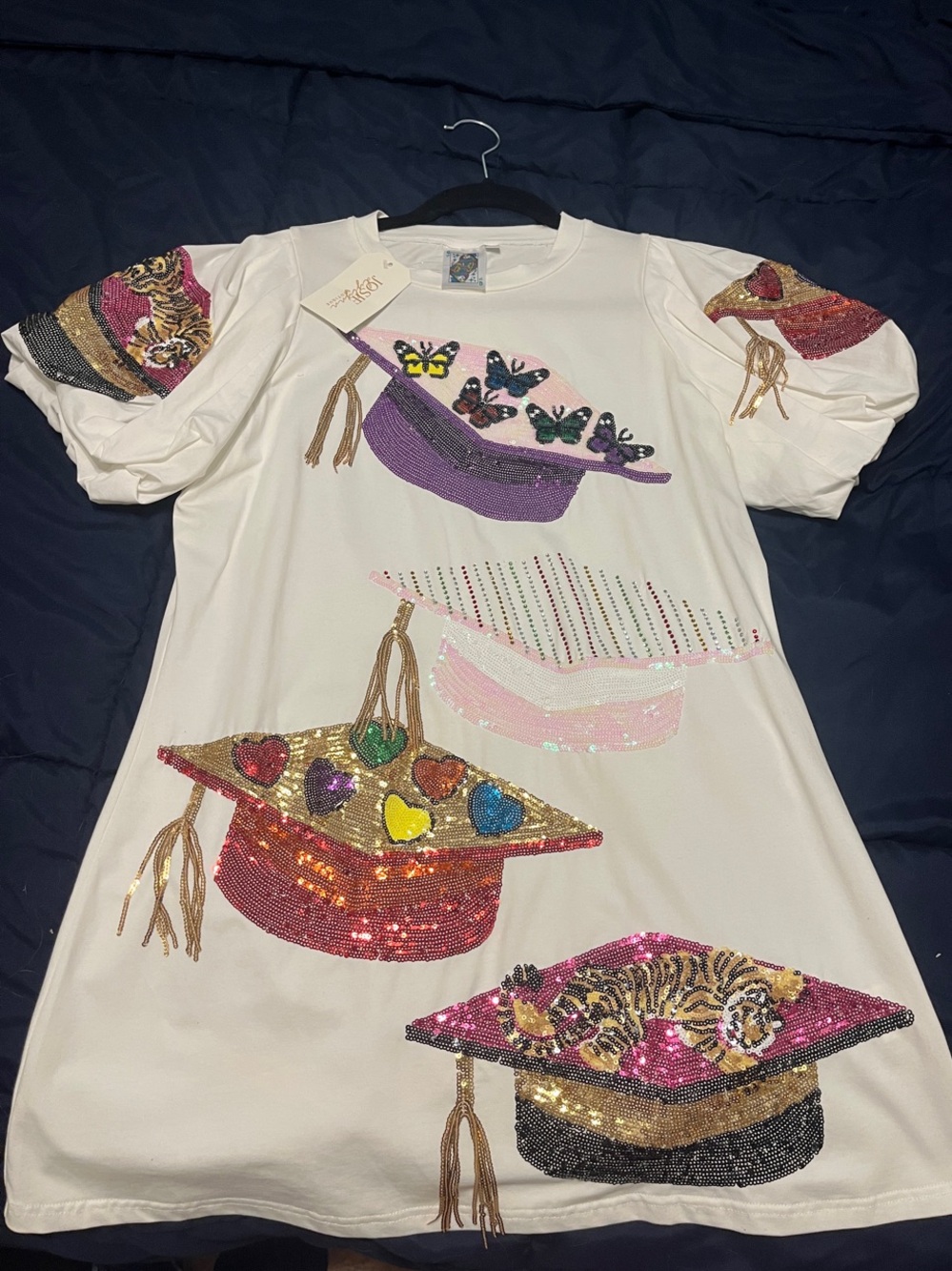 QUEEN OF SPARKLES White Grad dress